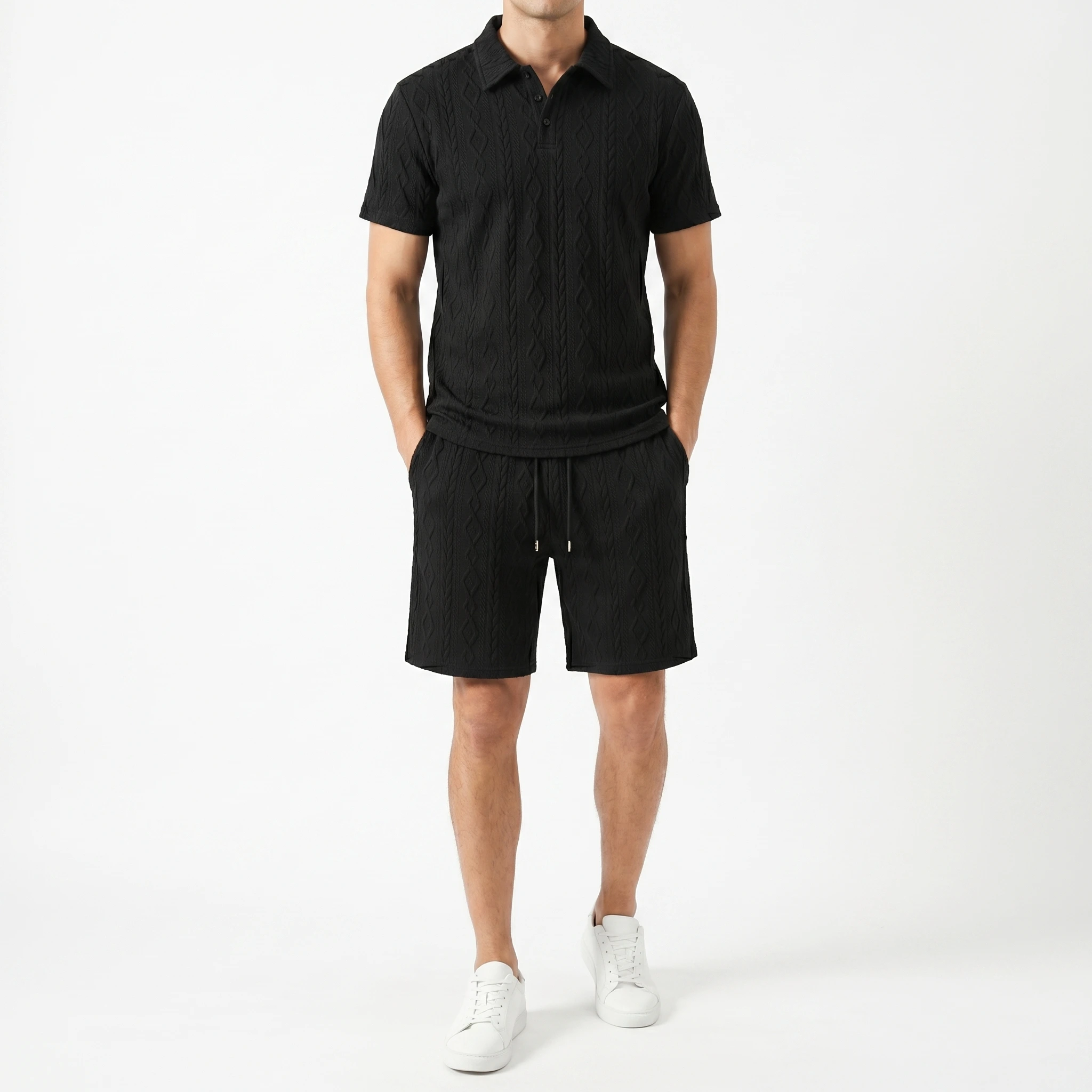 Conjunto Polo Texturizado Negro al reves