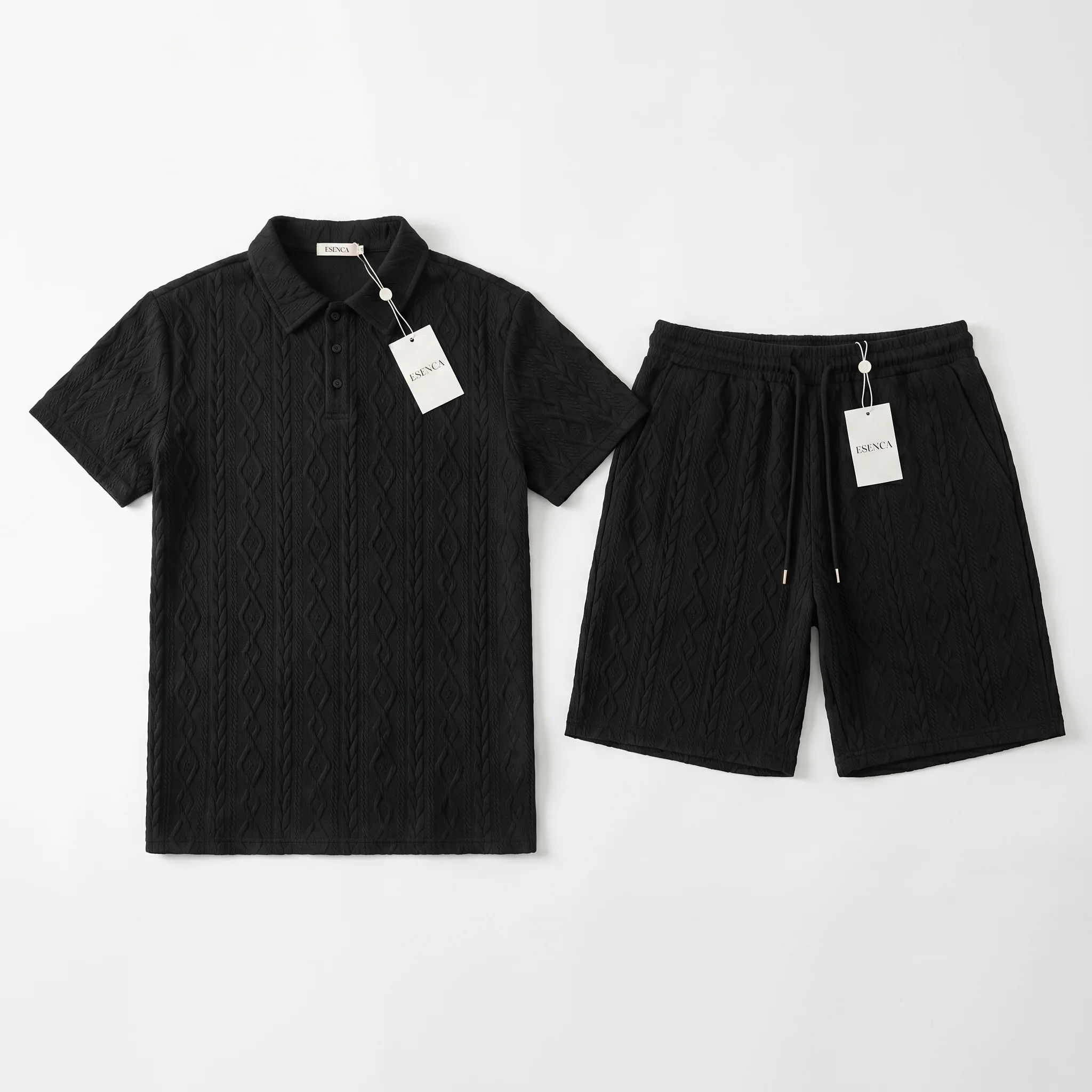 Conjunto Polo Texturizado Negro