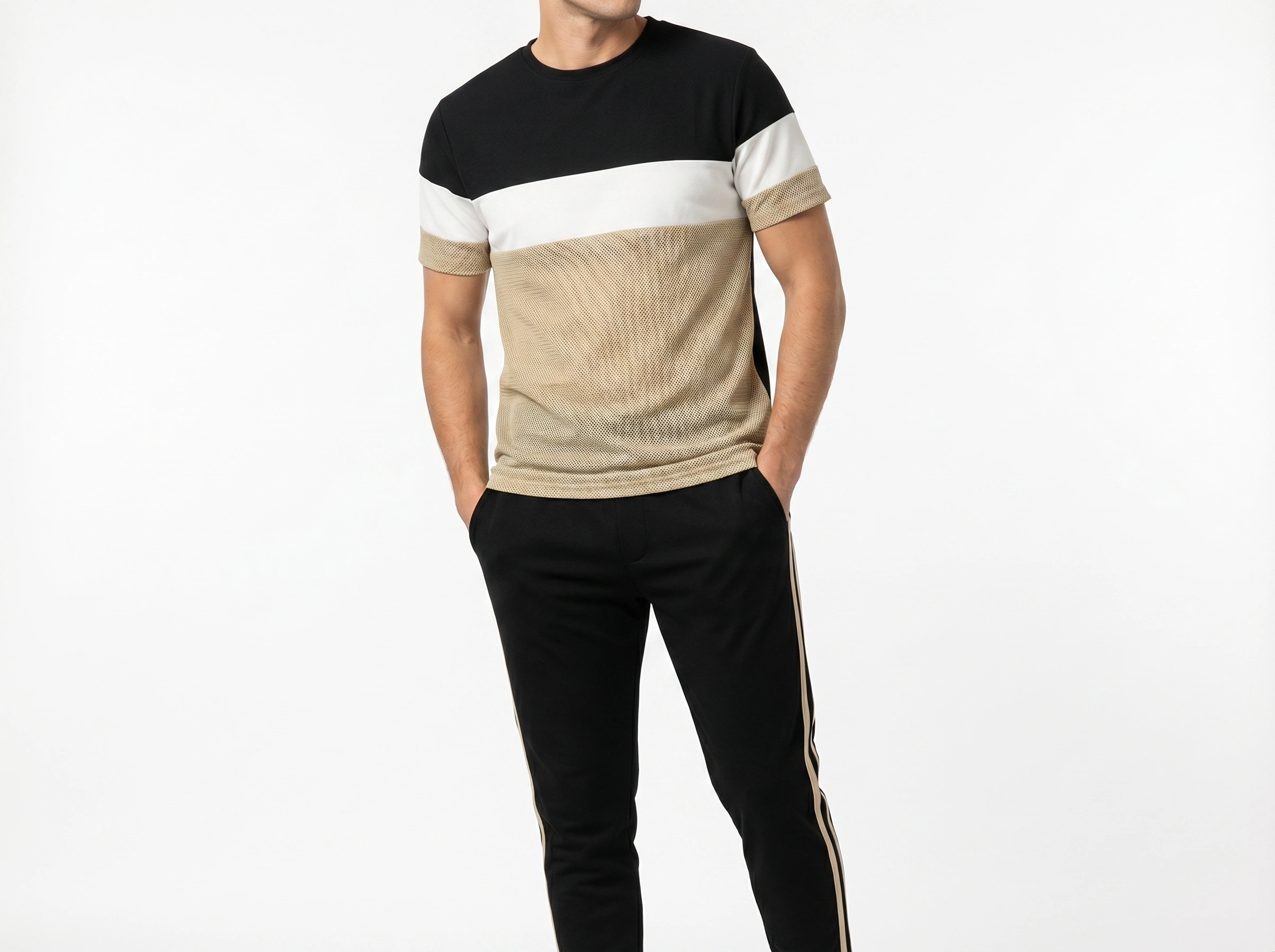 Conjunto Camiseta Tricolor y Pantalon Negro al reves