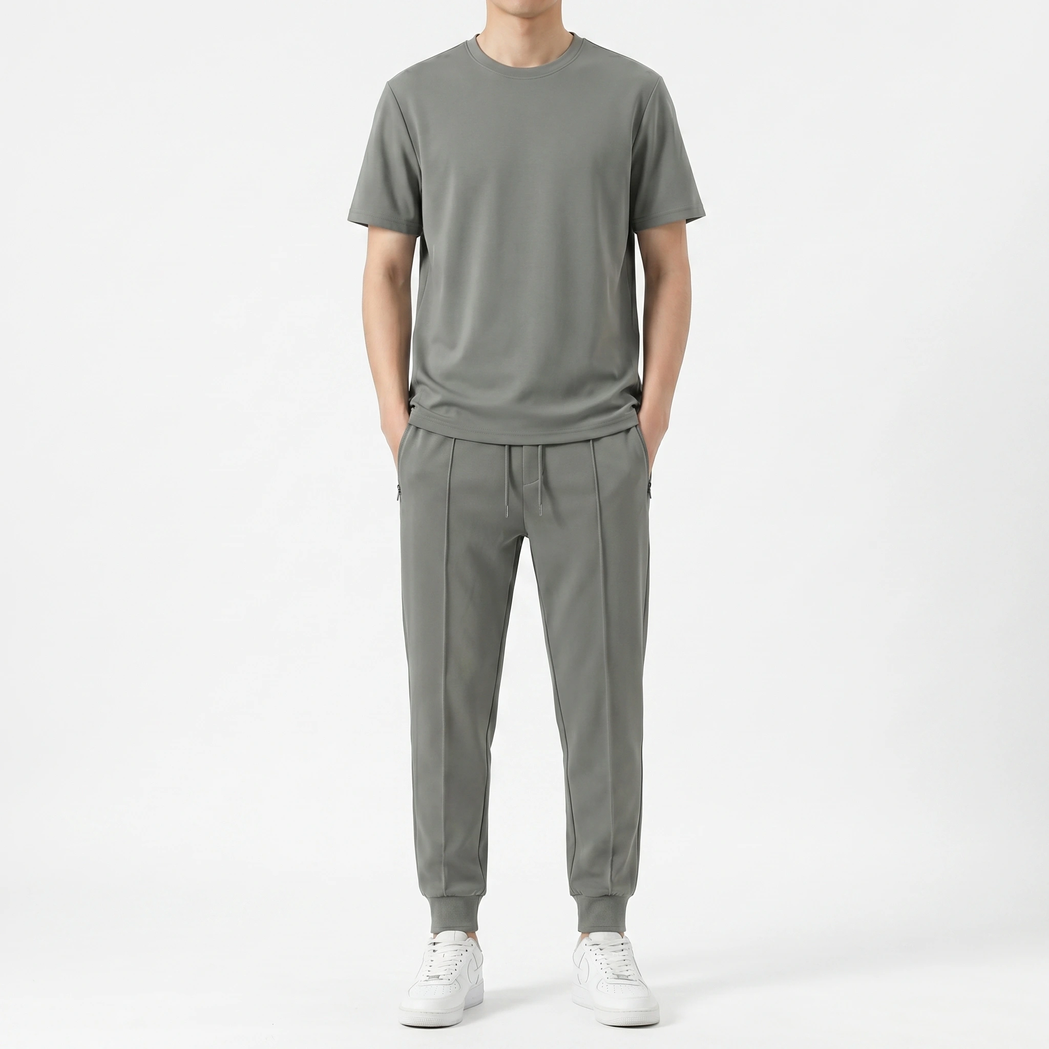 Conjunto Camiseta y Jogger Gris al reves